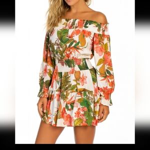 Gianni Bini Off The Shoulder Tropical Dress Size Medium Flirty & Fun